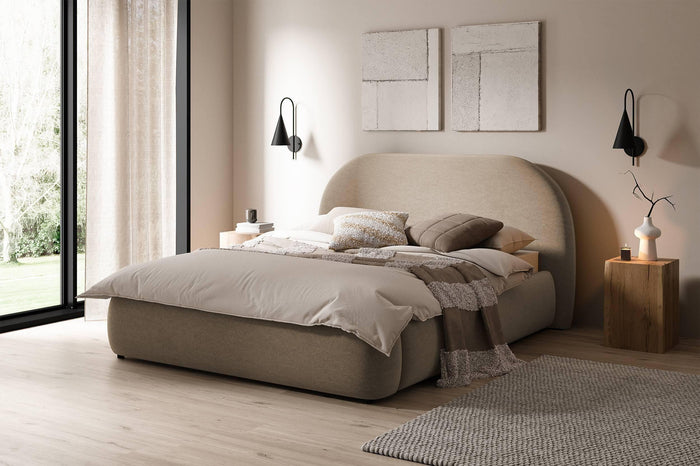 NADUVI Collection Philipa Bedframe - 180 x 200 cm - Fluweel - Lichtbeige