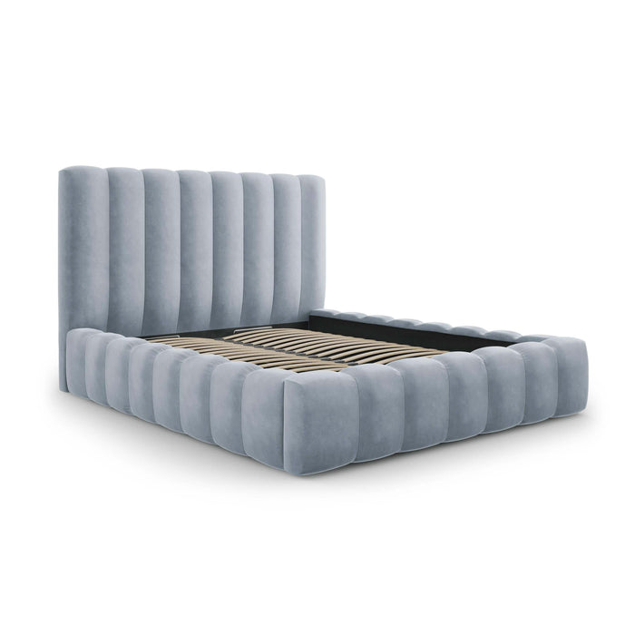 Milo Casa Bedframe Gina met Opbergruimte - 200 x 200 cm - Fluweel - Lichtblauw