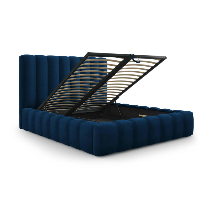 Milo Casa Bedframe Gina met Opbergruimte - 140 x 200 cm - Fluweel - Koningsblauw