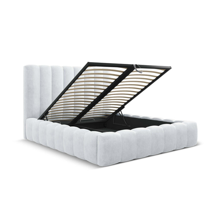 Milo Casa Bedframe Gina met Opbergruimte - 140 x 200 cm - Geweven - Lichtgrijs