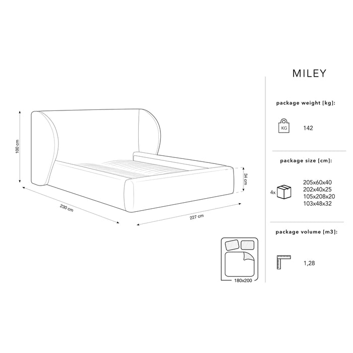 Micadoni Bedframe Miley met Opbergruimte - 180 x 200 cm - Chenille - Beige