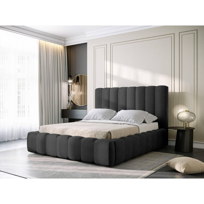 Milo Casa Bedframe Gina met Opbergruimte - 140 x 200 cm - Geweven - Antraciet