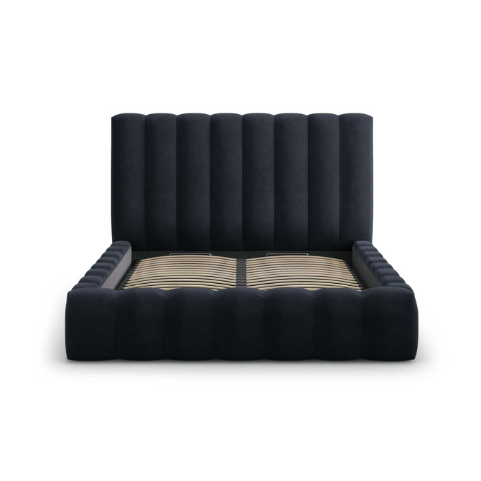 Milo Casa Bedframe Gina met Opbergruimte - 200 x 200 cm - Fluweel - Donkerblauw