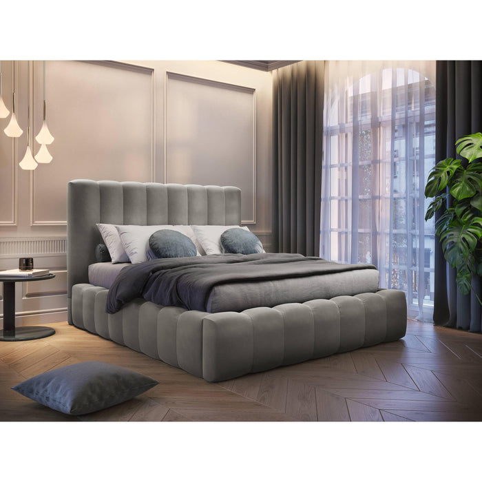 Milo Casa Bedframe Gina met Opbergruimte - 160 x 200 cm - Fluweel - Lichtgrijs