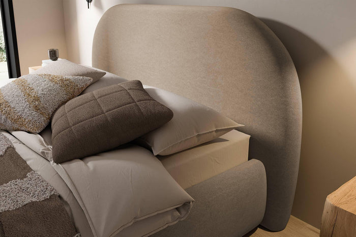 NADUVI Collection Philipa Bedframe - 140 x 200 cm - Fluweel - Lichtbeige