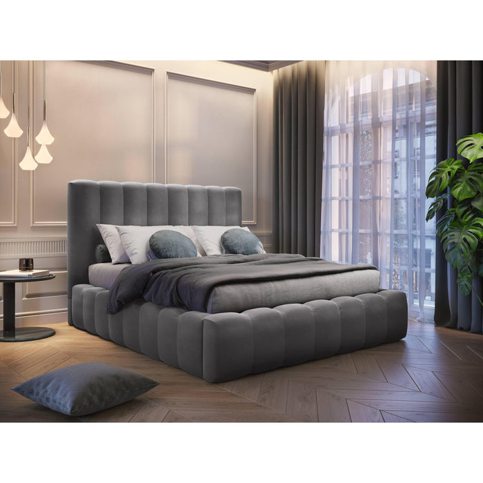 Milo Casa Bedframe Gina met Opbergruimte - 200 x 200 cm - Fluweel - Grijs