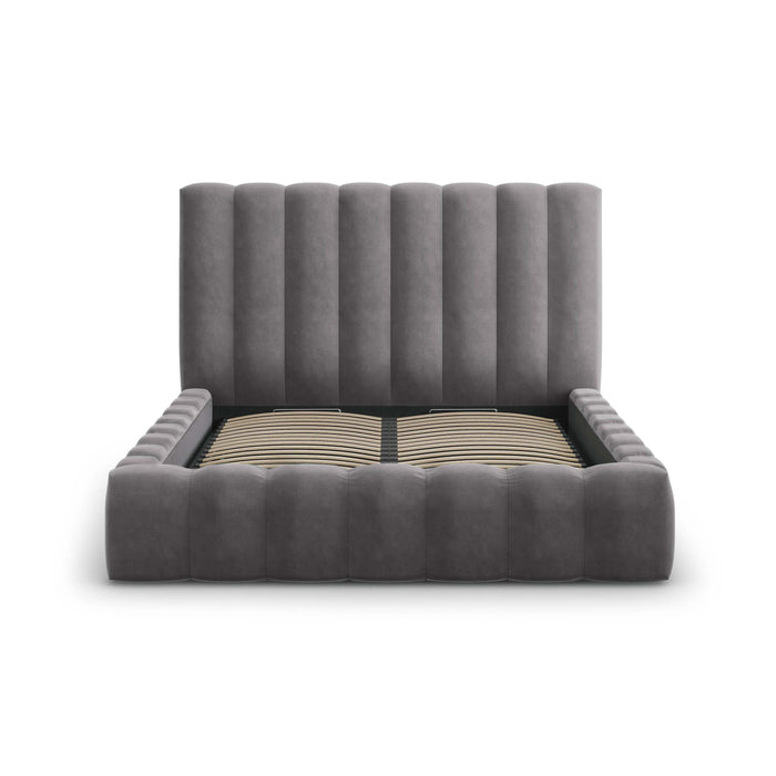Milo Casa Bedframe Gina met Opbergruimte - 160 x 200 cm - Fluweel - Grijs