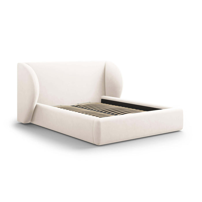 Micadoni Bedframe Miley met Opbergruimte - 140 x 200 cm - Fluweel - Crème