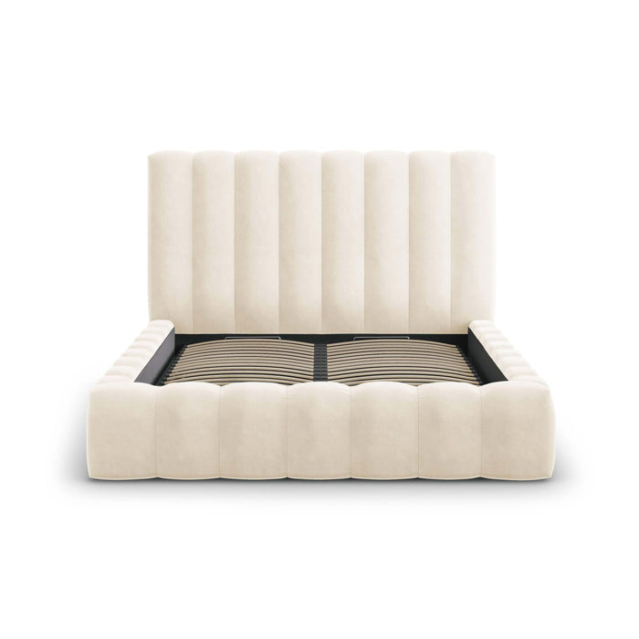 Milo Casa Bedframe Gina met Opbergruimte - 200 x 200 cm - Fluweel - Crème