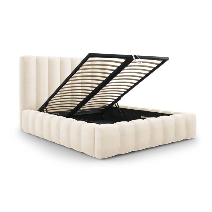 Milo Casa Bedframe Gina met Opbergruimte - 200 x 200 cm - Fluweel - Crème