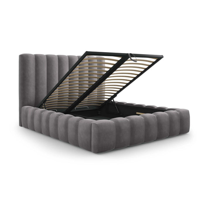 Milo Casa Bedframe Gina met Opbergruimte - 180 x 200 cm - Fluweel - Grijs
