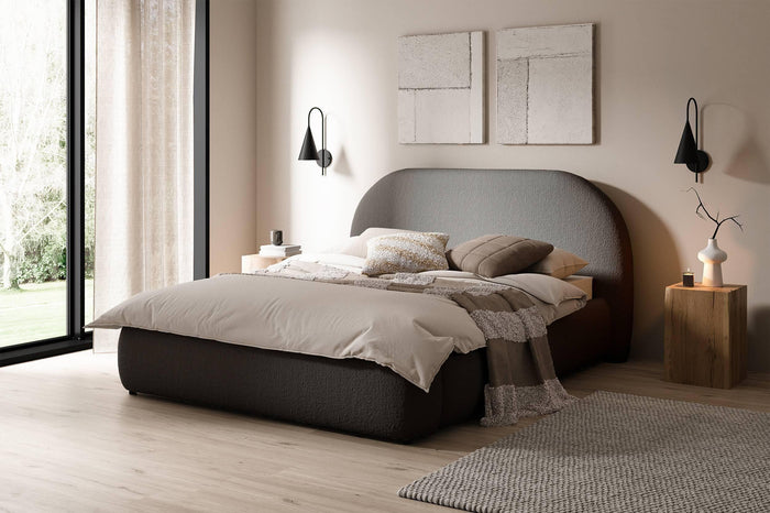 NADUVI Collection Philipa Bedframe - 140 x 200 cm - Bouclé - Donkergrijs