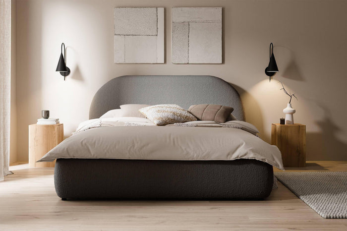 NADUVI Collection Philipa Bedframe - 140 x 200 cm - Bouclé - Donkergrijs