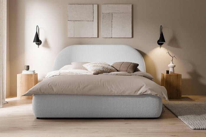 NADUVI Collection Philipa Bedframe - 160 x 200 cm - Bouclé - Lichtgrijs