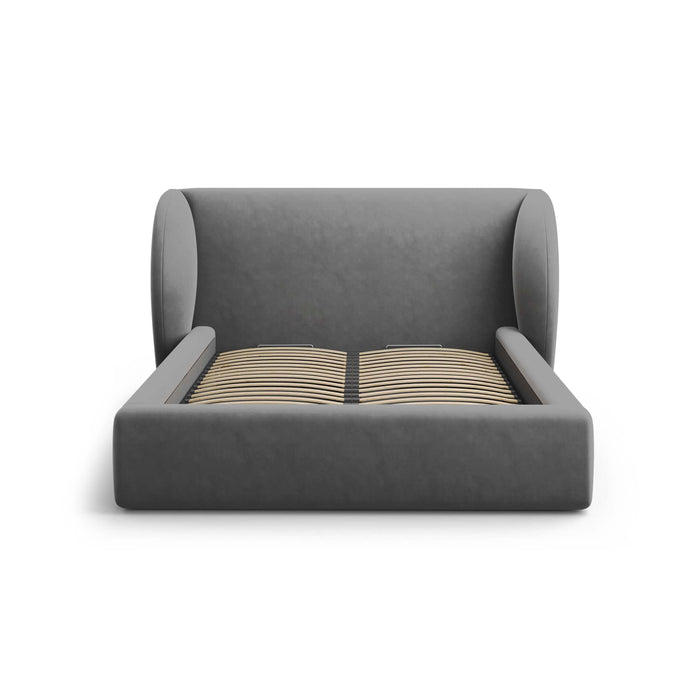 Micadoni Bedframe Miley met Opbergruimte - 200 x 200 cm - Fluweel - Grijs