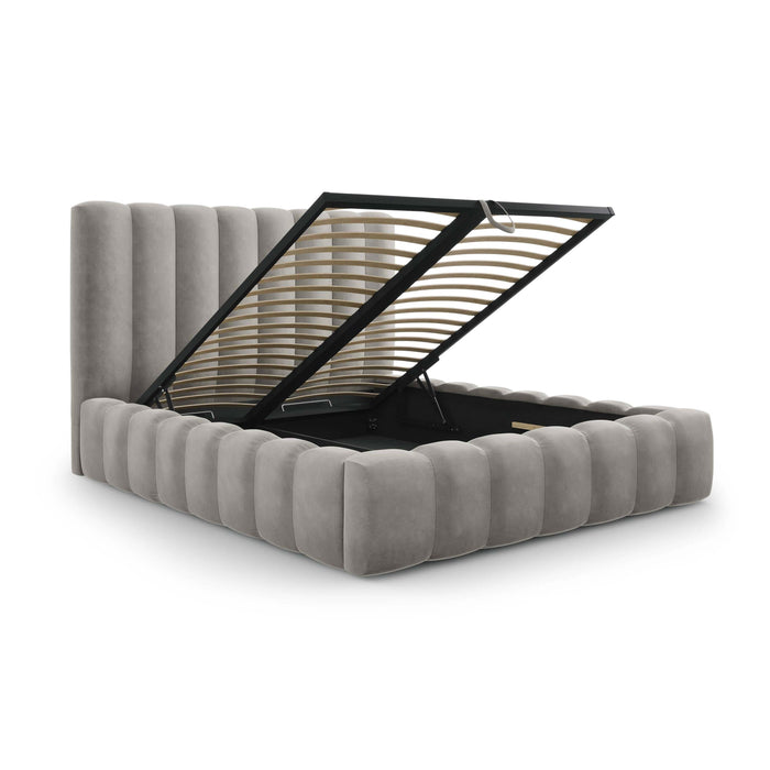 Milo Casa Bedframe Gina met Opbergruimte - 140 x 200 cm - Fluweel - Lichtgrijs