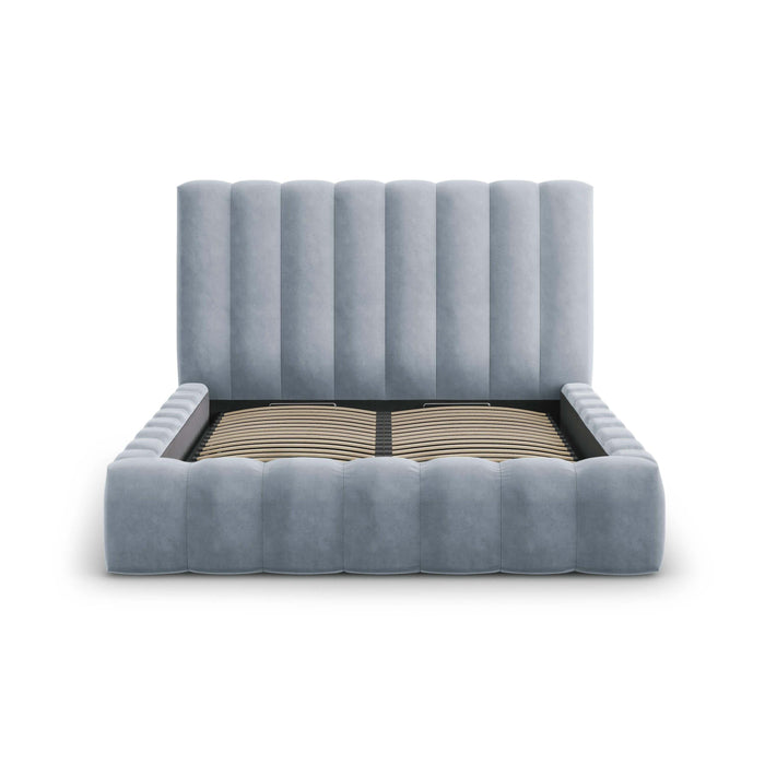 Milo Casa Bedframe Gina met Opbergruimte - 180 x 200 cm - Fluweel - Lichtblauw