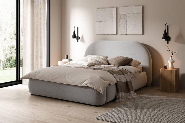 NADUVI Collection Philipa Bedframe - 140 x 200 cm - Fluweel - Lichtgrijs