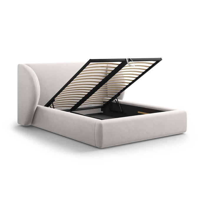 Micadoni Bedframe Miley met Opbergruimte - 140 x 200 cm - Fluweel - Lichtgrijs