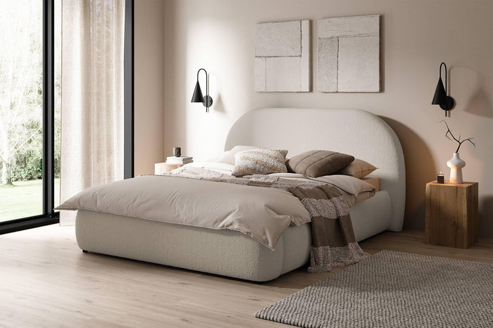 NADUVI Collection Philipa Bedframe - 160 x 200 cm - Bouclé - Lichtbeige