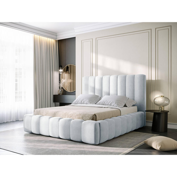 Milo Casa Bedframe Gina met Opbergruimte - 160 x 200 cm - Geweven - Lichtgrijs