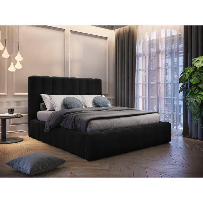 Milo Casa Bedframe Gina met Opbergruimte - 200 x 200 cm - Fluweel - Zwart