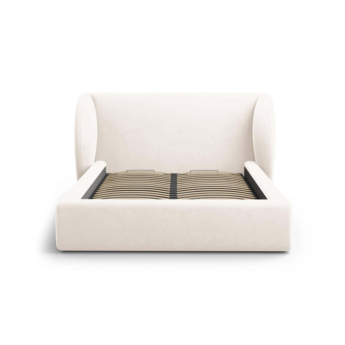 Micadoni Bedframe Miley met Opbergruimte - 200 x 200 cm - Fluweel - Crème