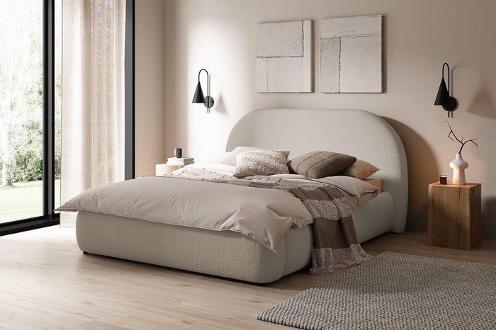 NADUVI Collection Philipa Bedframe - 140 x 200 cm - Bouclé - Beige
