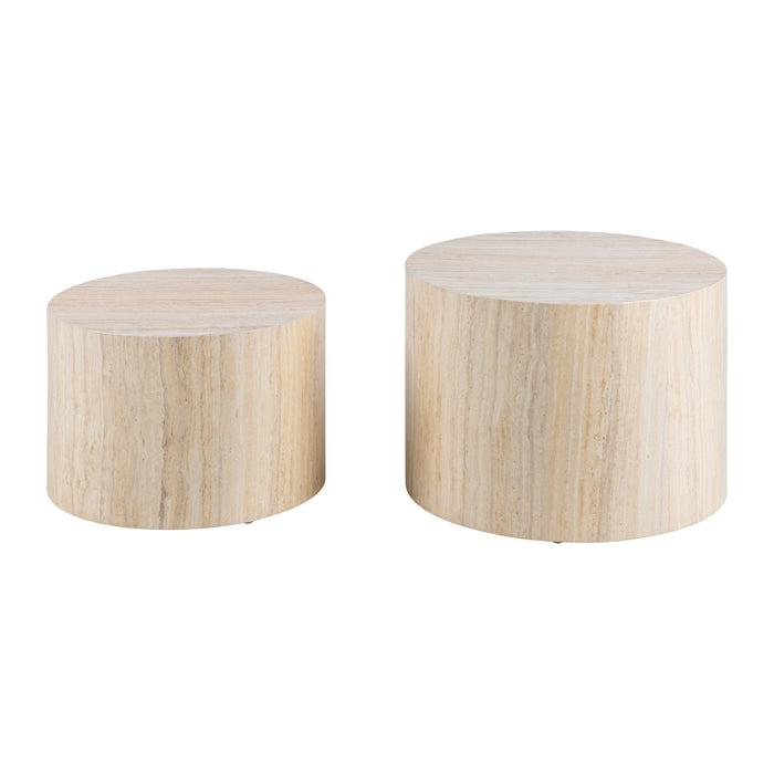 by fonQ Dice Bijzettafel Set van 2 - Rond - Crème