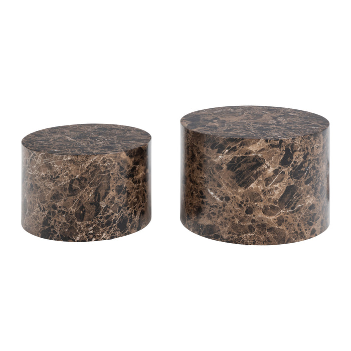 by fonQ Dice Bijzettafel Set van 2 - Rond - Bruin