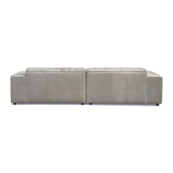 by fonQ Chunky Hoekbank met Chaise Longue Links - Rib - Olifantengrijs