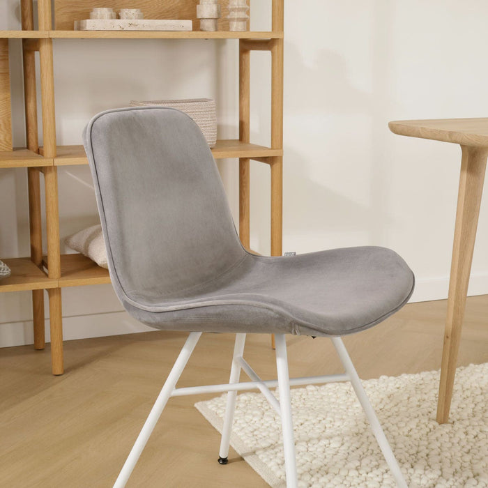 Nolon Noa-Fé Eetkamerstoel Grijs - Velvet - Wit Onderstel