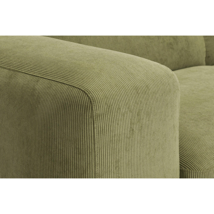 by fonQ Wonder 5-zits Hoekbank Rechts - Open Eind - Rib - Mosgroen