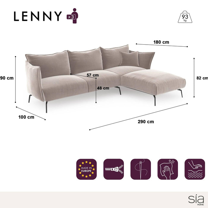 Fluwelen hoekbank met smaragdgroen patroon rechts