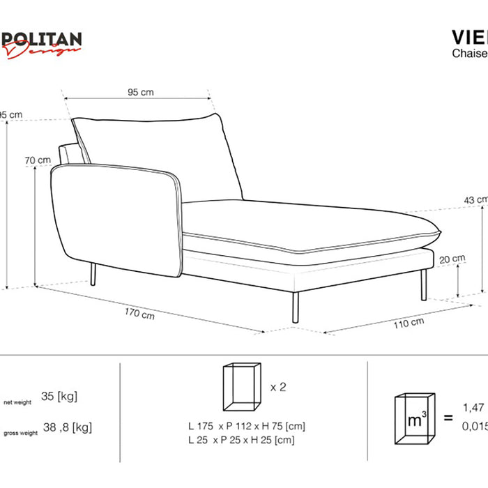 Cosmopolitan Design Vienna Chaise Longue Links - Linnen - Lichtbeige
