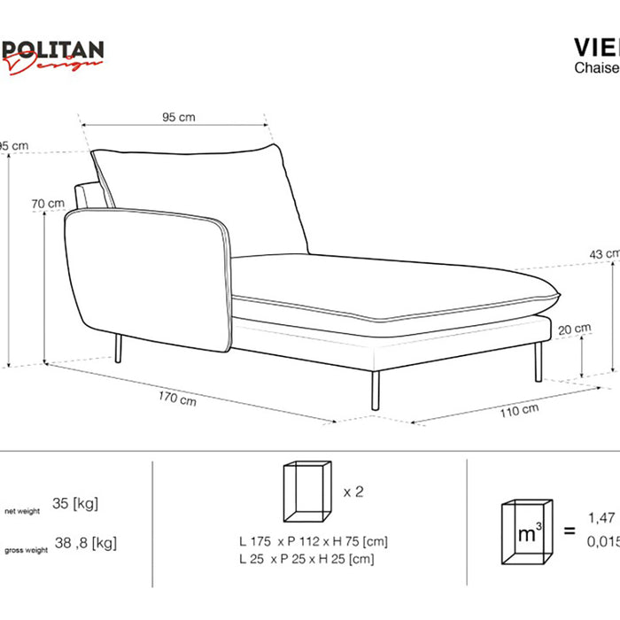 Cosmopolitan Design Vienna Chaise Longue Links - Linnen - Beige