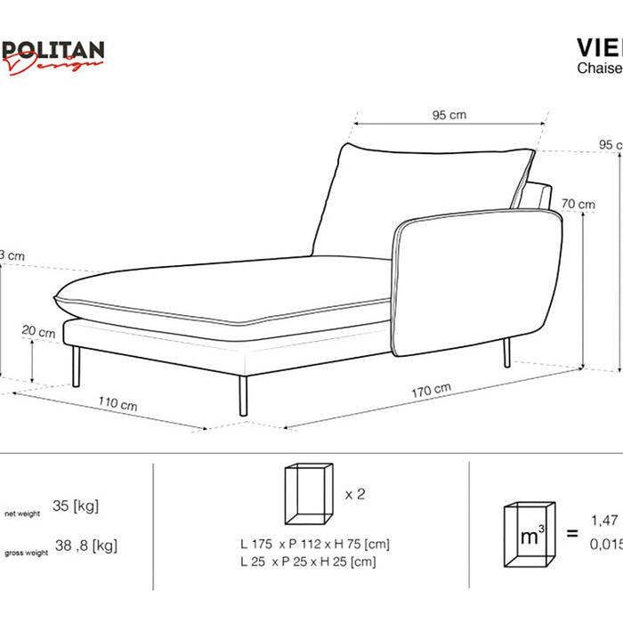 Cosmopolitan Design Vienna Chaise Longue Rechts - Velvet - Beige