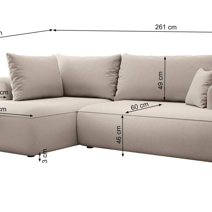 NADUVI Collection Hoekbank Philipa Big links velvet met slaapfunctie