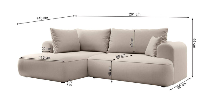 NADUVI Collection Hoekbank Philipa Big rechts velvet met slaapfunctie