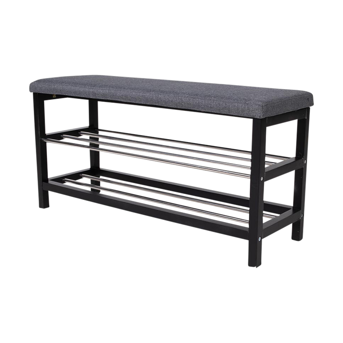 Artichok Norah Houten Schoenenrek met Bankje - Zwart | Grijs