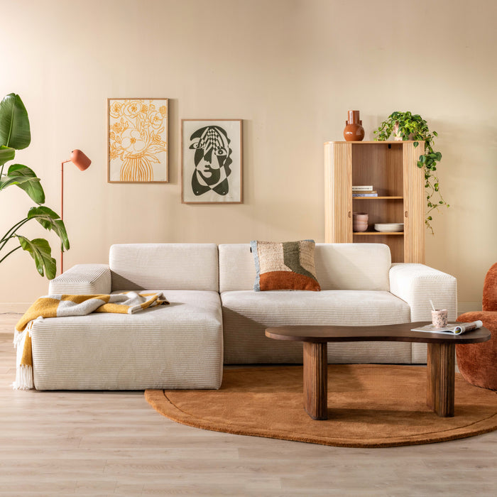 NADUVI Collection Nina Hoekbank Links - Ribstof - Crème