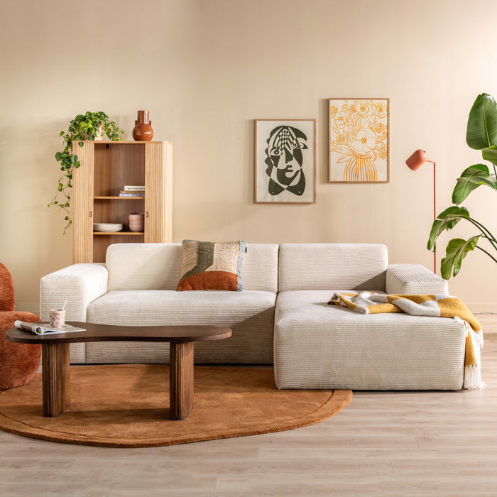 NADUVI Collection Nina Hoekbank Rechts - Ribstof - Crème