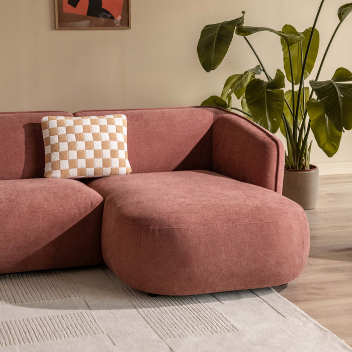 by fonQ Soft Hoekbank met Chaise Longue Rechts - Micro Chenille - Oud Roze