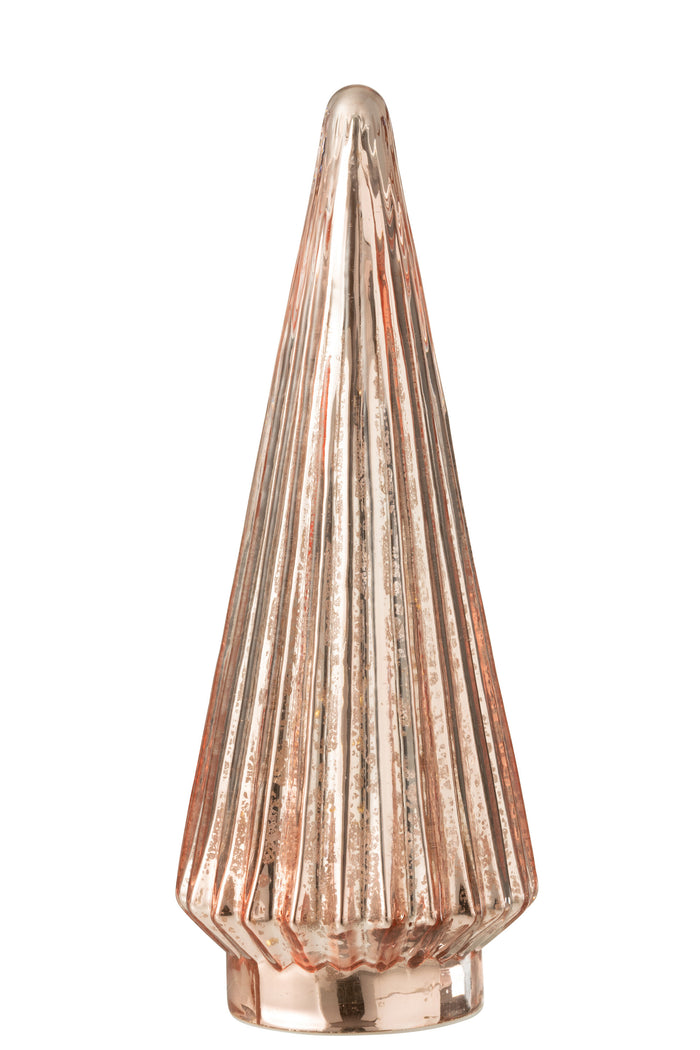 J-Line decoratie kerstboom - glas - roze - large - LED lichtjes