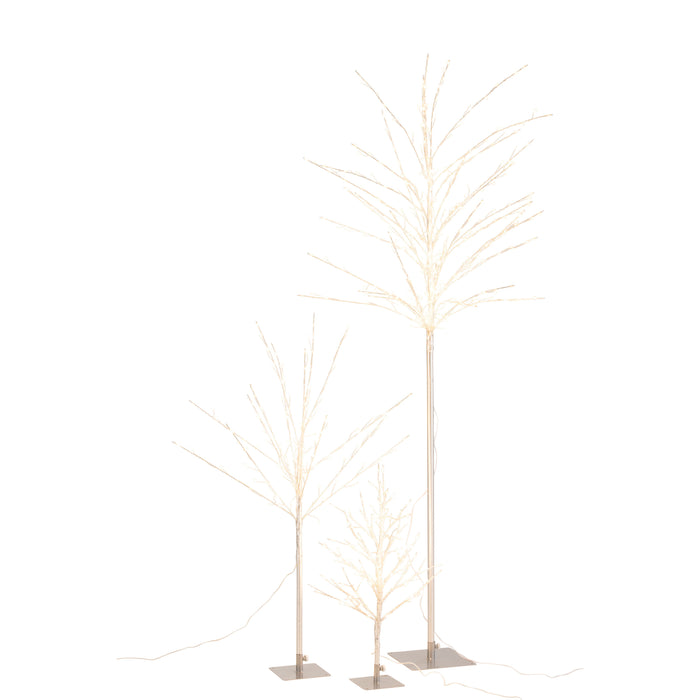 J-Line decoratie Kale Boom - metaal - zilver - large - LED lichtjes
