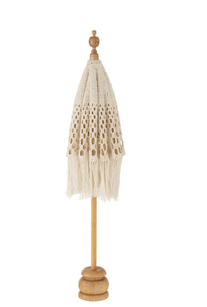 J-Line parasol + voet Macrame - katoen - wit - small