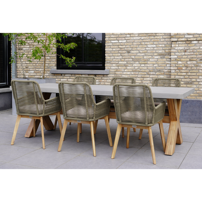 BUITEN living Norwich dining tuintafel | kruispoot | betonlook +