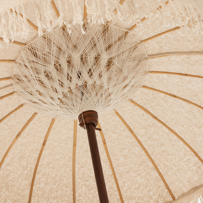 J-Line parasol Kwastjes|Schelpen - hout - beige|donkerbruin - L
