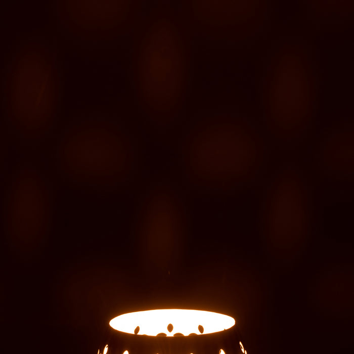 J-Line theelichthouder Geperforeerd - ijzer - oker