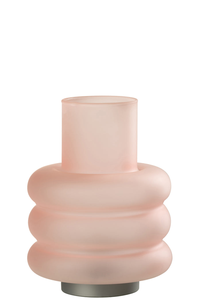 J-Line lamp Ringen - glas - roze - LED lichtjes